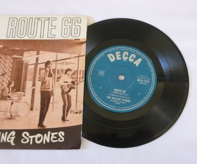 Picture sleeve and vinyl record of The Rolling Stones release, 'Route 66.'